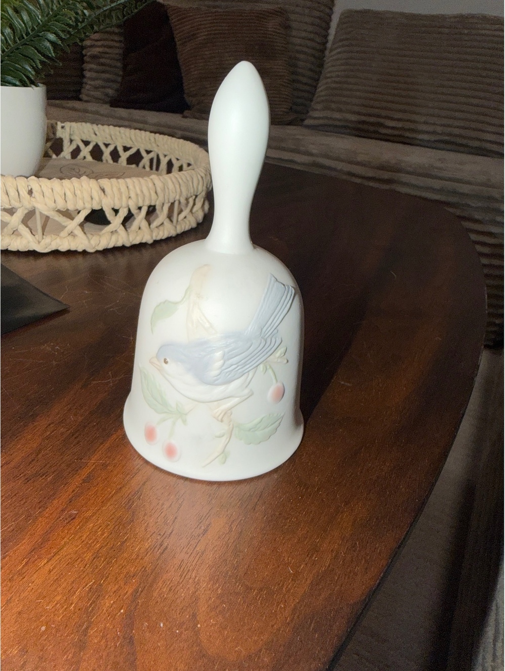 Porcelain Hand Bell with Bird Design